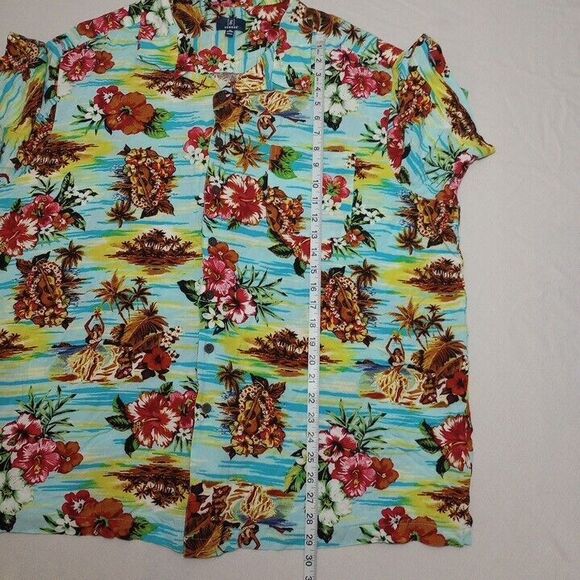 George Men's 3XL Hawaiian Shirt Floral Hula Girls Button Up‎ Short Sleeve - Picture 4 of 7